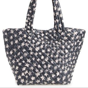 MZ Wallace Star Print Gray & White Quilted Tote